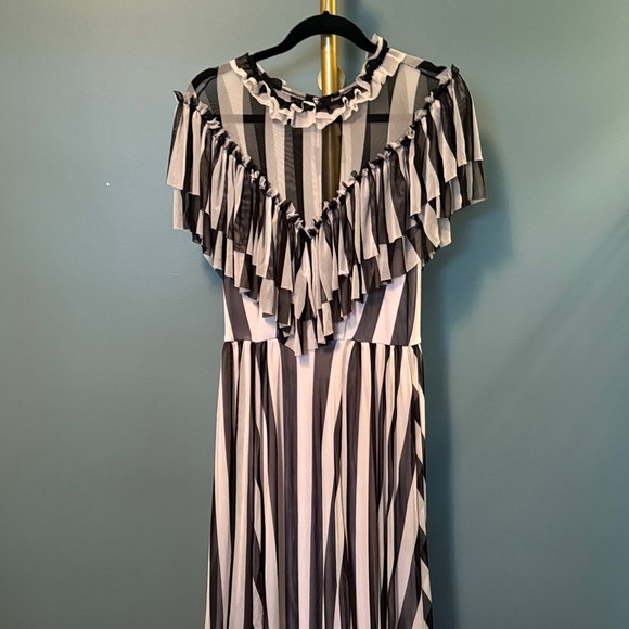 Wax Poetic Clothing Striped Black and White Ruffle Dress - Picture 1 of 4